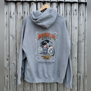 2019 Laconia Bike Week gray graphic pullover motorcycle bike hoodie - Mens XL